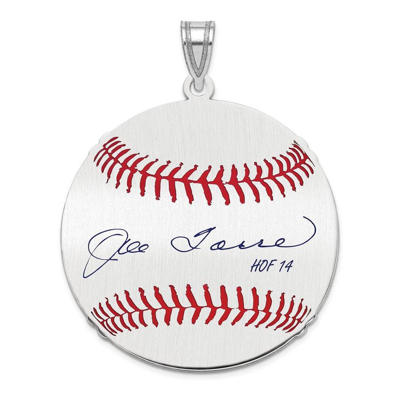 Sterling Silver Joe Torre Signature Lg Enamel Baseball Pendant